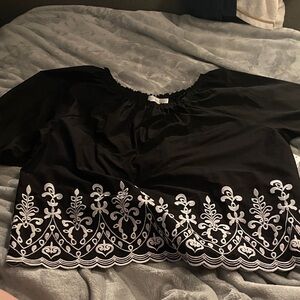 Black Embroidered Off-Shoulder Women’s Top Time and Tru brand